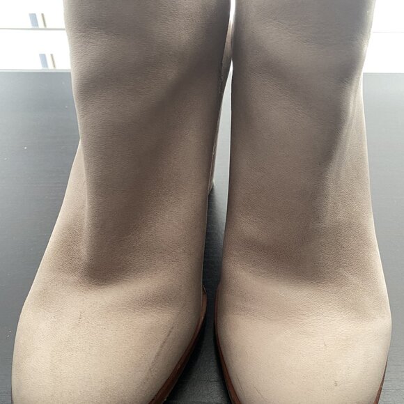 Gianni Bini 7 Leather Tan Zip Booties - Picture 3 of 8